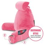 Casa si Gradina - Textile si covoare - Perne si pilote - Perne - Perna pentru Citit cu Cotiere, Suport pentru Cap/Gat Detasabil, Linomag®, 2 x Buzunare Laterale, Roz, 91.5x75cm - Infinity.ro