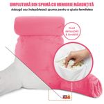 Casa si Gradina - Textile si covoare - Perne si pilote - Perne - Perna pentru Citit cu Cotiere, Suport pentru Cap/Gat Detasabil, Linomag®, 2 x Buzunare Laterale, Roz, 91.5x75cm - Infinity.ro