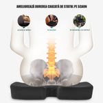 Casa si Gradina - Textile si covoare - Perne si pilote - Perne - Set 2 Perne Ortopedice Linomag®, Perna lombara completa & Perna sezut suport coccis din spuma cu memorie, Negru - Infinity.ro
