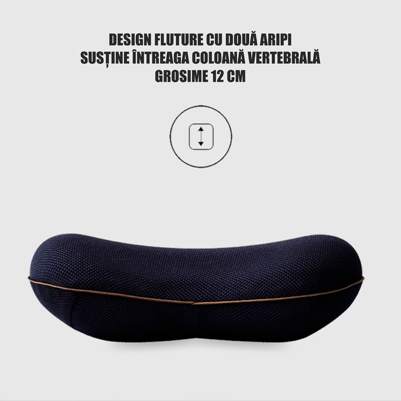 Casa si Gradina - Textile si covoare - Perne si pilote - Perne - Set 2 Perne Ortopedice Linomag®, Perna lombara completa & Perna sezut suport coccis din spuma cu memorie, Negru - Infinity.ro