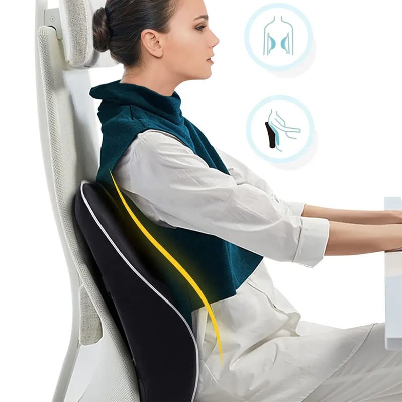 Casa si Gradina - Textile si covoare - Perne si pilote - Perne - Perna lombara completa Linomag, Suport lombar pentru scaun de birou sau masina, Spuma cu memorie, Negru, 44 x 40 x 13cm - Infinity.ro