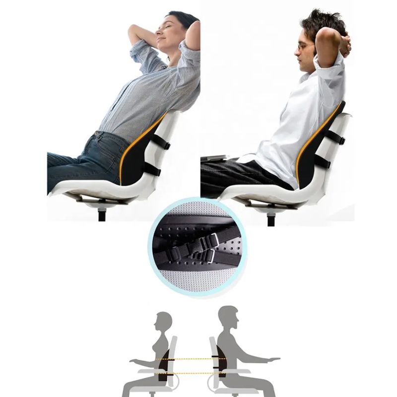 Casa si Gradina - Textile si covoare - Perne si pilote - Perne - Perna lombara completa Linomag, Suport lombar pentru scaun de birou sau masina, Spuma cu memorie, Negru, 44 x 40 x 13cm - Infinity.ro