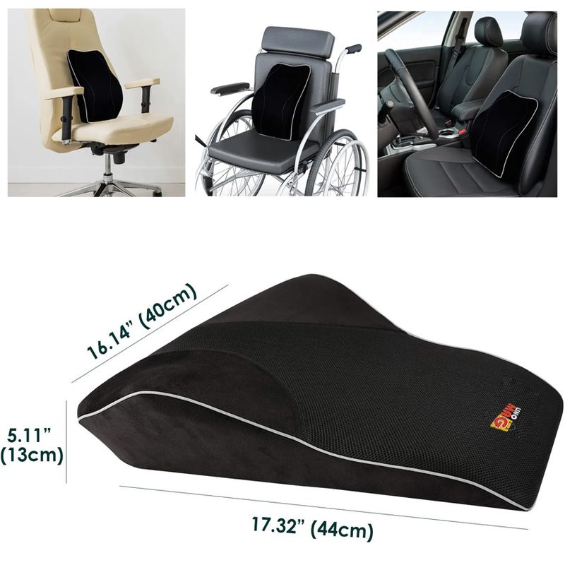 Casa si Gradina - Textile si covoare - Perne si pilote - Perne - Perna lombara completa Linomag, Suport lombar pentru scaun de birou sau masina, Spuma cu memorie, Negru, 44 x 40 x 13cm - Infinity.ro