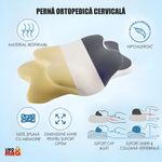 Casa si Gradina - Textile si covoare - Perne si pilote - Perne - Perna Ortopedica Cervicala pentru dormit Linomag®, Spuma cu Memorie, Husa lavabila, Alb/Negru, 65 x 40 x 14 cm - Infinity.ro