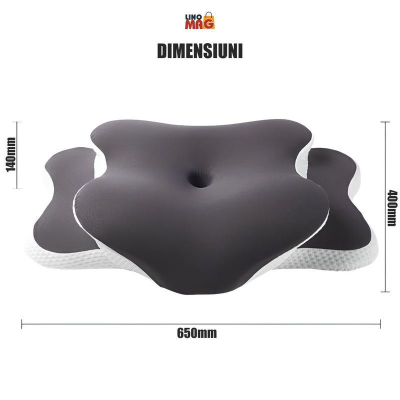 Casa si Gradina - Textile si covoare - Perne si pilote - Perne - Perna Ortopedica Cervicala pentru dormit Linomag®, Spuma cu Memorie, Husa lavabila, Alb/Negru, 65 x 40 x 14 cm - Infinity.ro