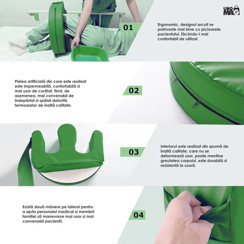 Casa si Gradina - Textile si covoare - Perne si pilote - Perne - Perna intoarcere pacienti imobilizati Linomag®, rotire 180°, banda fixare, maner, impermeabila, Verde - Infinity.ro