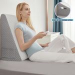 Casa si Gradina - Textile si covoare - Perne si pilote - Perne - Perna Suport cu Plan Inclinat din Spuma cu Memorie, Linomag®, Multifunctionala, Lavabila, Alb/Gri carbon, 61x61x25.5cm - Infinity.ro