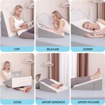 Casa si Gradina - Textile si covoare - Perne si pilote - Perne - Perna Suport cu Plan Inclinat din Spuma cu Memorie, Linomag®, Multifunctionala, Lavabila, Alb/Gri carbon, 61x61x25.5cm - Infinity.ro