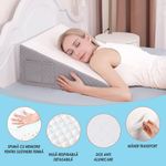 Casa si Gradina - Textile si covoare - Perne si pilote - Perne - Perna Suport cu Plan Inclinat din Spuma cu Memorie, Linomag®, Multifunctionala, Lavabila, Alb/Gri carbon, 61x61x25.5cm - Infinity.ro