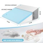 Casa si Gradina - Textile si covoare - Perne si pilote - Perne - Perna Suport cu Plan Inclinat din Spuma cu Memorie, Linomag®, Multifunctionala, Lavabila, Alb/Gri carbon, 61x61x25.5cm - Infinity.ro