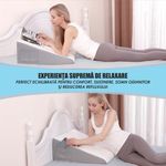 Casa si Gradina - Textile si covoare - Perne si pilote - Perne - Perna Suport cu Plan Inclinat din Spuma cu Memorie, Linomag®, Multifunctionala, Lavabila, Alb/Gri carbon, 61x61x25.5cm - Infinity.ro