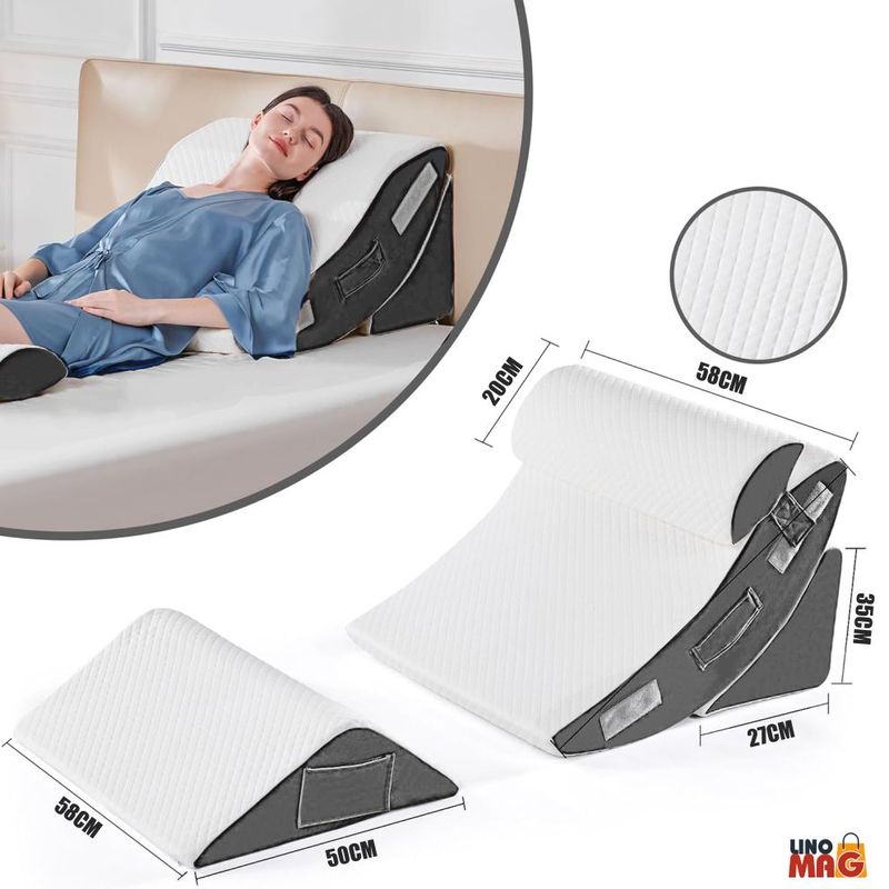 Casa si Gradina - Textile si covoare - Perne si pilote - Perne - Set 4 Perne Ortopedice Reglabile Linomag®, Spuma memorie, Suport complet, Husa lavabila, Alb/Gri inchis - Infinity.ro