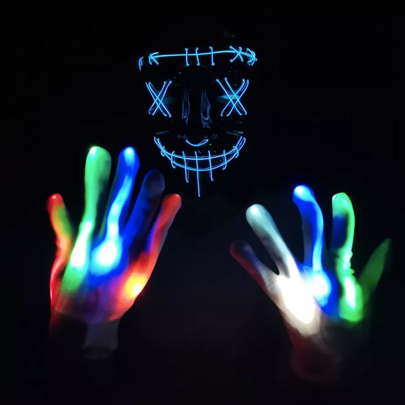 Casa si Gradina - Decoratiuni - Decoratiuni petrecere - Masti si costume carnaval - Manusi LED pentru adulti, Linomag®, 5 culori / 6 moduri de iluminare, Multicolor - Infinity.ro