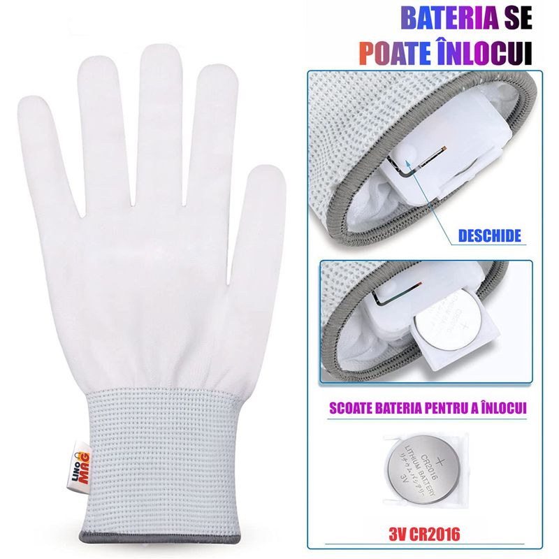 Casa si Gradina - Decoratiuni - Decoratiuni petrecere - Masti si costume carnaval - Manusi LED pentru adulti, Linomag®, 5 culori / 6 moduri de iluminare, Multicolor - Infinity.ro