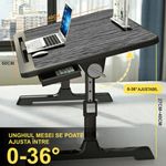 Laptop, Telefoane si Tablete - Laptopuri si accesorii - Accesorii Laptop - Standuri/Coolere notebook - Stand laptop tip masuta Linomag®, reglabil, pliabil, suport carte/tableta, sertar, 60x40cmx27cm, Negru/Gri - Infinity.ro
