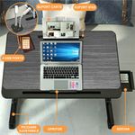 Laptop, Telefoane si Tablete - Laptopuri si accesorii - Accesorii Laptop - Standuri/Coolere notebook - Stand laptop tip masuta Linomag®, reglabil, pliabil, suport carte/tableta, sertar, 60x40cmx27cm, Negru/Gri - Infinity.ro