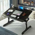 Laptop, Telefoane si Tablete - Laptopuri si accesorii - Accesorii Laptop - Standuri/Coolere notebook - Stand laptop tip masuta, reglabil, pliabil, 60x40cm, suport carte/tableta, sertar depozitare, Negru cu insertii aurii - Infinity.ro