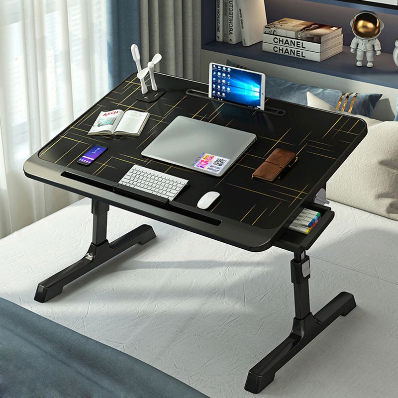 Laptop, Telefoane si Tablete - Laptopuri si accesorii - Accesorii Laptop - Standuri/Coolere notebook - Stand laptop tip masuta, reglabil, pliabil, 60x40cm, suport carte/tableta, sertar depozitare, Negru cu insertii aurii - Infinity.ro