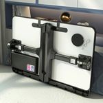 Laptop, Telefoane si Tablete - Laptopuri si accesorii - Accesorii Laptop - Standuri/Coolere notebook - Stand laptop tip masuta, reglabil, pliabil, 60x40cm, suport carte/tableta, sertar depozitare, Negru cu insertii aurii - Infinity.ro