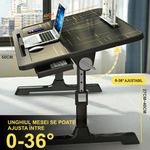 Laptop, Telefoane si Tablete - Laptopuri si accesorii - Accesorii Laptop - Standuri/Coolere notebook - Stand laptop tip masuta, reglabil, pliabil, 60x40cm, suport carte/tableta, sertar depozitare, Negru cu insertii aurii - Infinity.ro