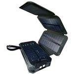 Laptop, Telefoane si Tablete - Telefoane mobile si accesorii - Accesorii Telefoane - Baterii externe - Baterie Externa Solara Linomag® 8000 mAh, 4 panouri, cabluri incluse, waterproof, Negru mat, 11.4x6.8 cm - Infinity.ro