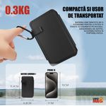 Laptop, Telefoane si Tablete - Telefoane mobile si accesorii - Accesorii Telefoane - Baterii externe - Baterie Externa Solara Linomag® 8000 mAh, 4 panouri, cabluri incluse, waterproof, Negru mat, 11.4x6.8 cm - Infinity.ro