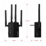 PC, gaming si accesorii - Retelistica - Wireless - Adaptoare wireless - Amplificator Semnal WiFi Linomag®, Dual Band 2.4/5GHz, 1200Mbps, 4 antene, 2xLAN, 240m², Range Extender, Negru - Infinity.ro