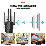 PC, gaming si accesorii - Retelistica - Wireless - Adaptoare wireless - Amplificator Semnal WiFi Linomag®, Dual Band 2.4/5GHz, 1200Mbps, 4 antene, 2xLAN, 240m², Range Extender, Negru - Infinity.ro