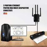 PC, gaming si accesorii - Retelistica - Wireless - Adaptoare wireless - Amplificator Semnal WiFi Linomag®, Dual Band 2.4/5GHz, 1200Mbps, 4 antene, 2xLAN, 240m², Range Extender, Negru - Infinity.ro