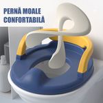 Jucarii, Copii si Bebe - Igiena si ingrijire - Baia bebelusului - Olite si reductoare WC - Reductor WC Copii cu Manere, Antiderapant, 1-8 ani, Pentru majoritatea vaselor de toaleta, Albastru Inchis, Galben - Infinity.ro