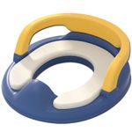 Jucarii, Copii si Bebe - Igiena si ingrijire - Baia bebelusului - Olite si reductoare WC - Reductor WC Copii cu Manere, Antiderapant, 1-8 ani, Pentru majoritatea vaselor de toaleta, Albastru Inchis, Galben - Infinity.ro