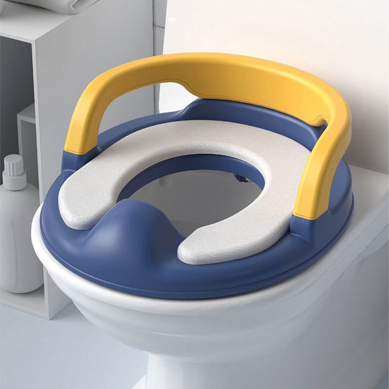 Jucarii, Copii si Bebe - Igiena si ingrijire - Baia bebelusului - Olite si reductoare WC - Reductor WC Copii cu Manere, Antiderapant, 1-8 ani, Pentru majoritatea vaselor de toaleta, Albastru Inchis, Galben - Infinity.ro