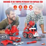 Jucarii, Copii si Bebe - Jucarii si jocuri - Vehicule si jucarii cu telecomanda - Roboti de jucarie - Robot Transformer 5 in 1 Pompieri Linomag®, masini, surubelnita inclusa, +3 ani, rosu, 31.5x15.7x21.5cm - Infinity.ro