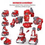 Jucarii, Copii si Bebe - Jucarii si jocuri - Vehicule si jucarii cu telecomanda - Roboti de jucarie - Robot Transformer 5 in 1 Pompieri Linomag®, masini, surubelnita inclusa, +3 ani, rosu, 31.5x15.7x21.5cm - Infinity.ro