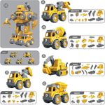 Jucarii, Copii si Bebe - Jucarii si jocuri - Vehicule si jucarii cu telecomanda - Roboti de jucarie - Robot Transformer 5 in 1 Constructii Linomag®, utilaje, surubelnita inclusa, +3 ani, galben, 29x15.7x23cm - Infinity.ro