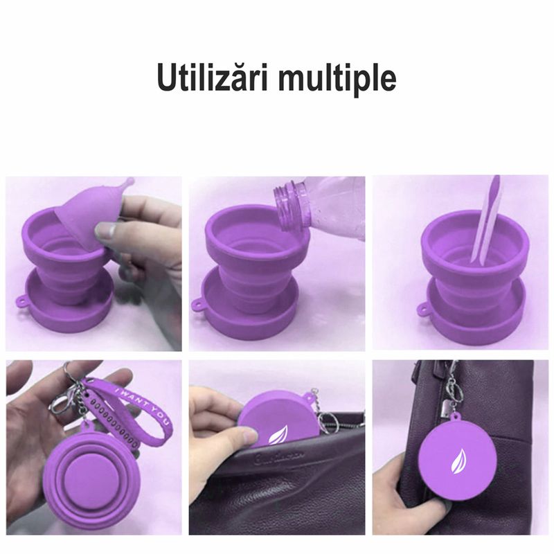 Ingrijire personala si Cosmetice - Ingrijire personala - Igiena intima - Tampoane si absorbante - Sterilizator Cupe Menstruale, Linovit®, Pliabil, Silicon medical, Reutilizabil, 230ml, Mov - Infinity.ro