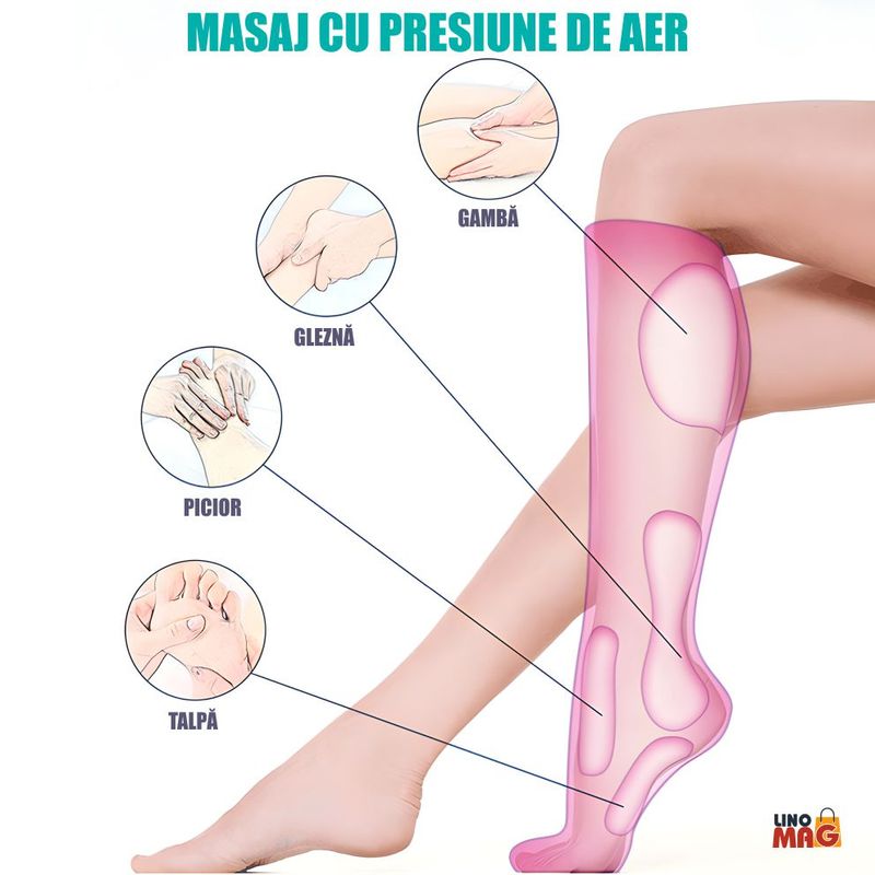 Ingrijire personala si Cosmetice - Sanatate si wellness - Articole wellness - Aparate si dispozitive de masaj - Aparat masaj picioare tip cizme Linomag®, presopunctura, incalzire, 3 moduri, 3 intensitati, Gri carbon - Infinity.ro