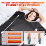 Ingrijire personala si Cosmetice - Sanatate si wellness - Articole wellness - Incalzitoare corporale - Termocuverta Sauna 2 Zone Infrarosu LINOMAG®, 10 folii, Detox, Ardere grasimi, 35-80°C, 180x80cm, Negru - Infinity.ro