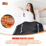 Ingrijire personala si Cosmetice - Sanatate si wellness - Articole wellness - Incalzitoare corporale - Termocuverta Sauna 2 Zone Infrarosu LINOMAG®, 10 folii, Detox, Ardere grasimi, 35-80°C, 180x80cm, Negru - Infinity.ro
