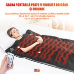Ingrijire personala si Cosmetice - Sanatate si wellness - Articole wellness - Incalzitoare corporale - Termocuverta Sauna 2 Zone Infrarosu LINOMAG®, 10 folii, Detox, Ardere grasimi, 35-80°C, 180x80cm, Negru - Infinity.ro