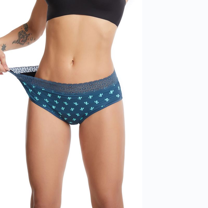 Fashion, accesorii si bijuterii - Femei - Lenjerie si pijamale femei - Lenjerie intima femei - Chiloti Menstruali Multicolori - Model Cactus - Verde - Model Cactus, M - Infinity.ro