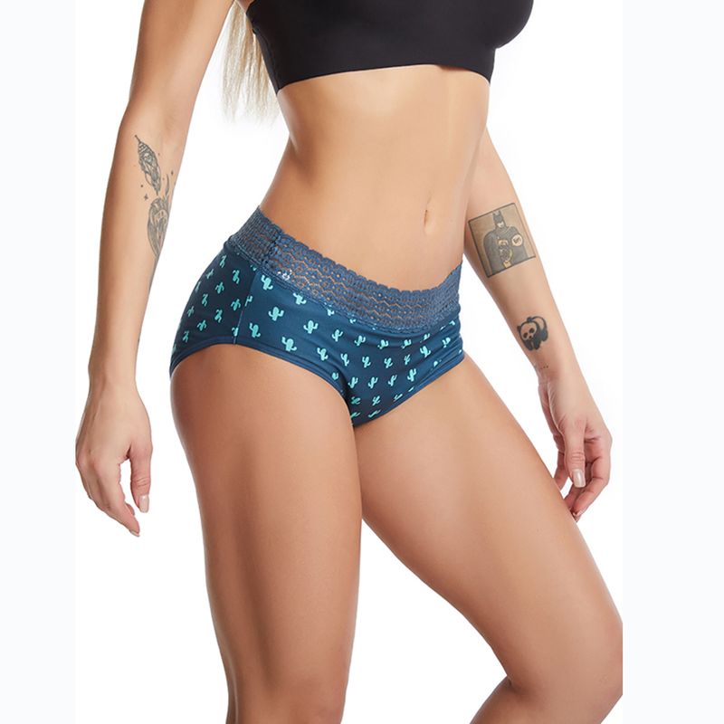 Fashion, accesorii si bijuterii - Femei - Lenjerie si pijamale femei - Lenjerie intima femei - Chiloti Menstruali Multicolori - Model Cactus - Verde - Model Cactus, M - Infinity.ro