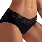 Fashion, accesorii si bijuterii - Femei - Lenjerie si pijamale femei - Lenjerie intima femei - Chiloti Menstruali cu Dantela Florala, Negru - L - Infinity.ro