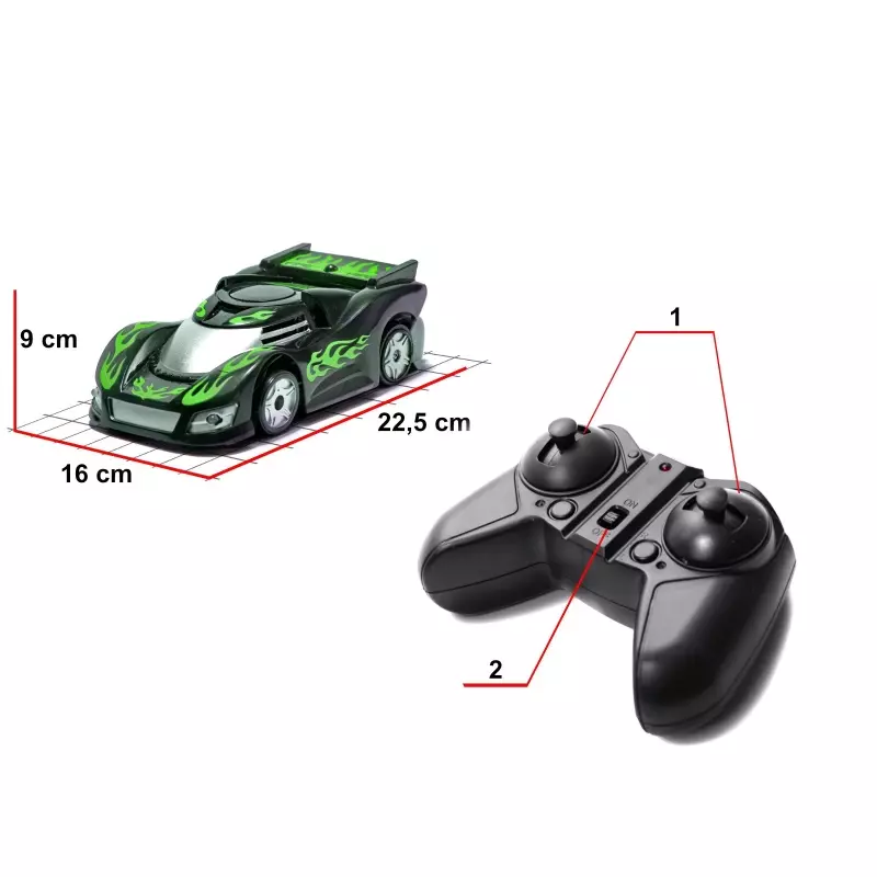 Jucarii, Copii si Bebe - Jucarii si jocuri - Vehicule si jucarii cu telecomanda - Masinute - Masinuta de jucarie cu telecomanda Defier RC, merge pe pereti,Gonga® Verde - Infinity.ro