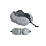 Sport si Outdoor - Articole de voiaj - Accesorii articole de voiaj - Set de perna si masca de dormit pentru calatorii, gri,Gonga® - Infinity.ro