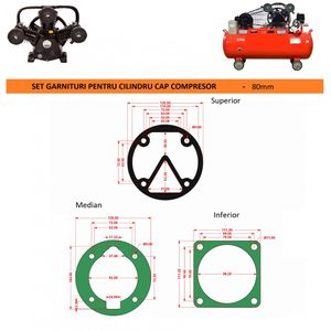 Garnituri set pentru cap compresor de aer V 80mm CH082 Mod.5(L)