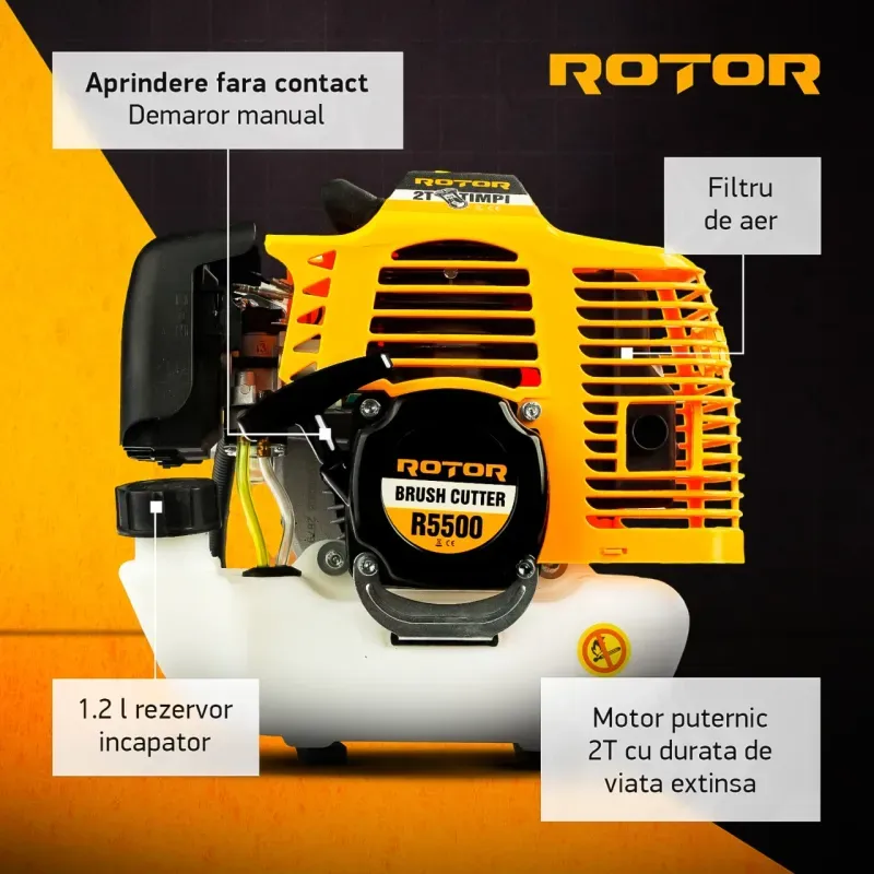Casa si Gradina - Gradinarit si plante - Utilaje gradina - Coase electrice si motocoase - Motocoasa pe benzina R5500 ROTOR 4.7 CP , 5500 Watti - Infinity.ro