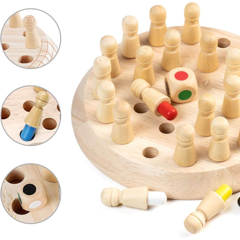 Jucarii, Copii si Bebe - Jucarii si jocuri - Jucarii & jocuri educative - Jocuri si jucarii educative - Joc memorie din lemn din lemn cu pioni colorati, Memory Chess, 3 ani+, EduJucarii - Infinity.ro