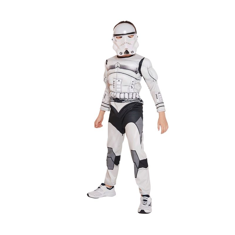 Jucarii, Copii si Bebe - Jucarii si jocuri - Jucarii de rol - Masti si costume copii - Costum Stormtrooper KidMania® cu muschi si masca pentru copii 3-5 ani 90-110 cm - Infinity.ro