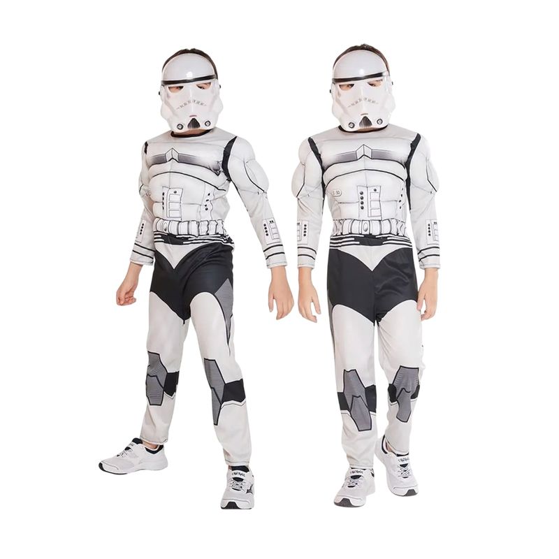 Jucarii, Copii si Bebe - Jucarii si jocuri - Jucarii de rol - Masti si costume copii - Costum Stormtrooper KidMania® cu muschi si masca pentru copii 3-5 ani 90-110 cm - Infinity.ro